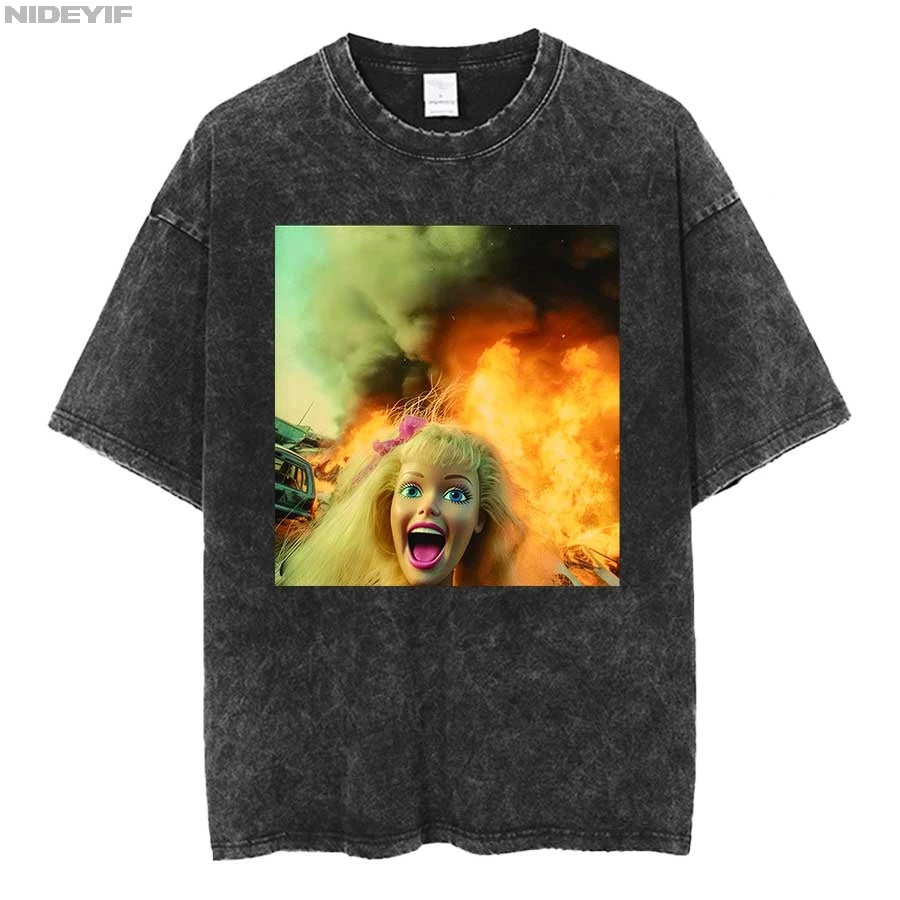 Doll Face Expression Meme Oversized Tee